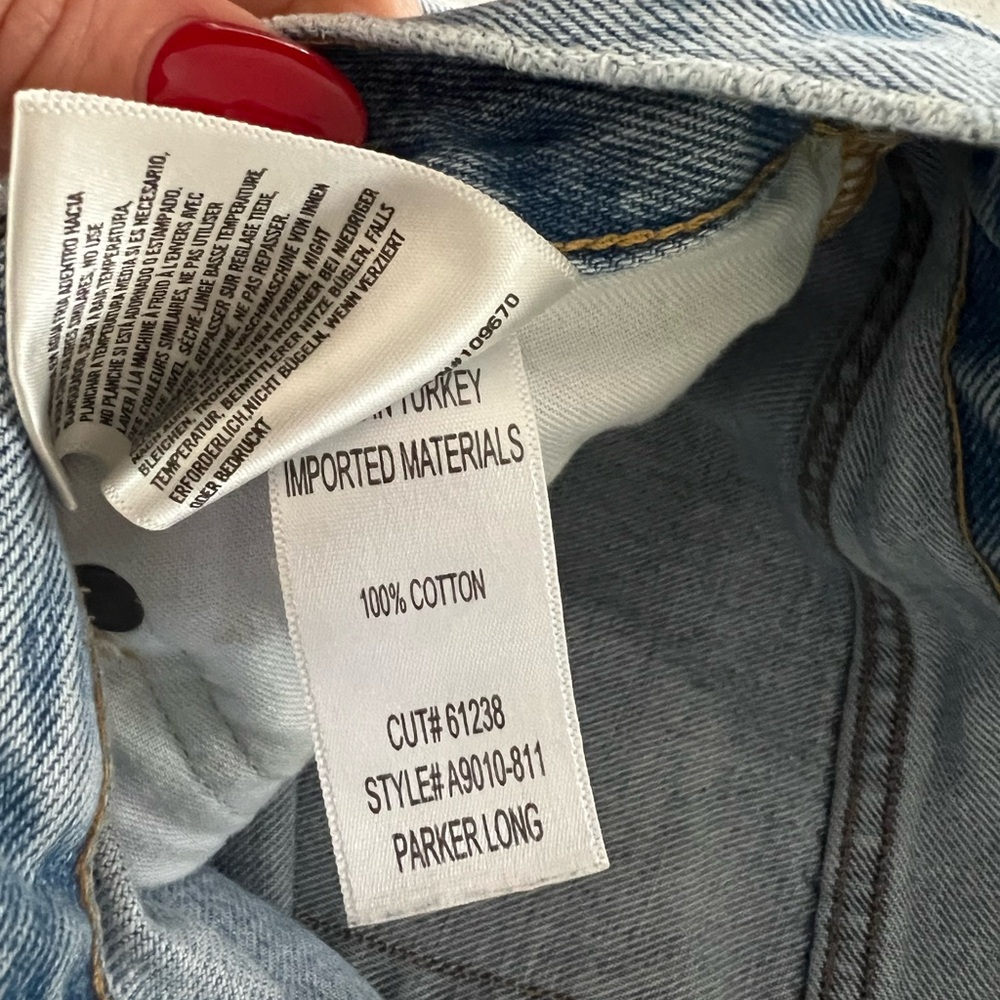Agolde Light Wash Distressed Denim Jean Shorts - Picture 3 of 9